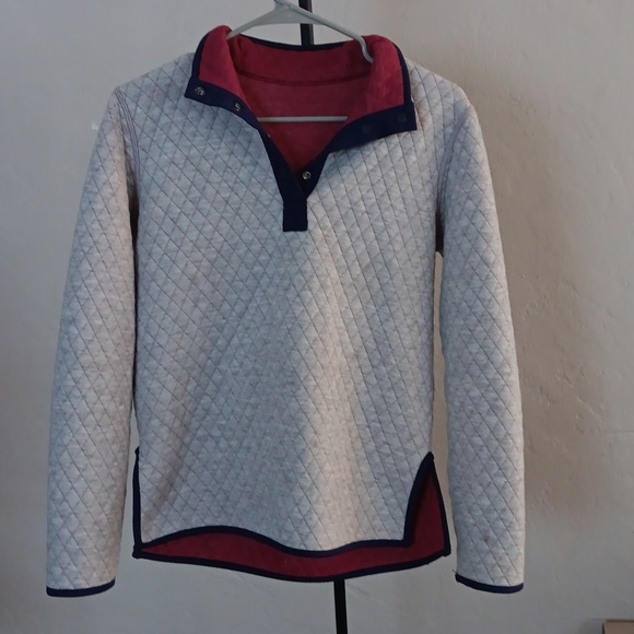 Marine Layer Women's Red Corbet Reversible Button Up Sweatshirt Size XS - Picture 10 of 13